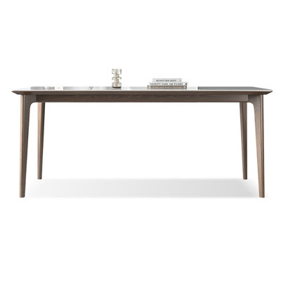 White Rectangular Sintered Stone tabletop with Solid wood Dining Table For Dining Room/Kitchen