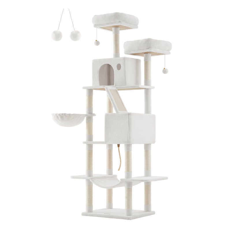 206cm H Cat Tree, 206cm H X 60cm W X 50cm D, White