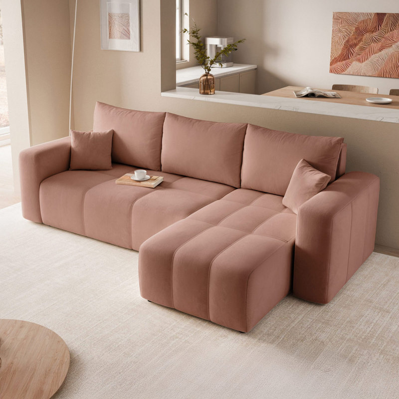 4 Seater Sofa Bed, Soft Pink