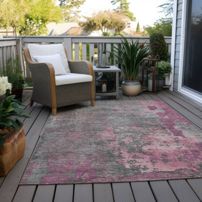 Tapis intérieur / extérieur rose Elon 