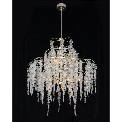 Lustre cascade en cristal à douze lumières