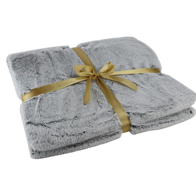 Ash Gray Plush Rectangular Throw Blanket 55" X 62"