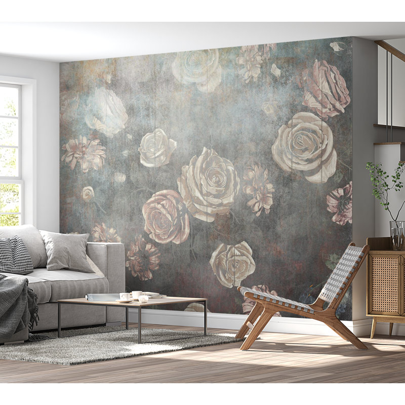 Adhésif mural Kavya, Gris, L 115 po x L 82 po