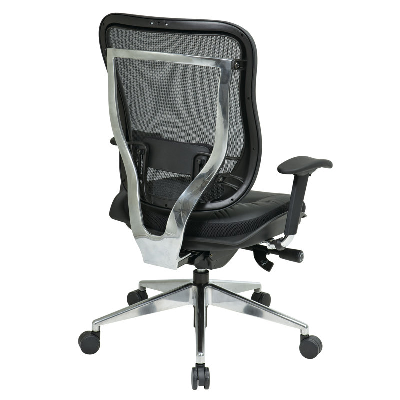 SPACE Polyester Blend Task Chair, Adjustable Arms, Top Grain Leather