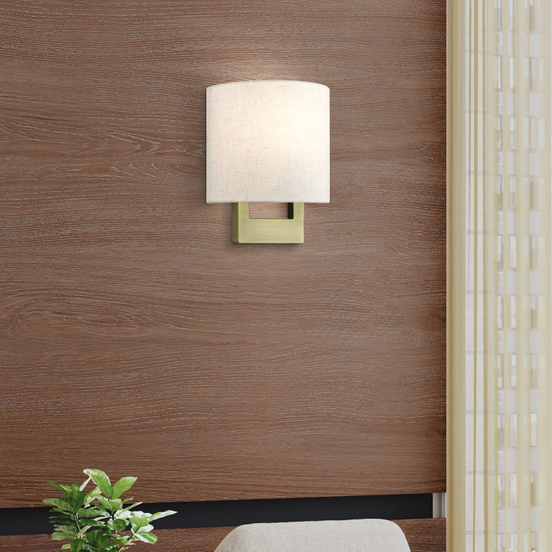 Rakhee Flush Mounted Sconce, Antique Brass, White, 9.5" H x 9.5" W x 3.95" D