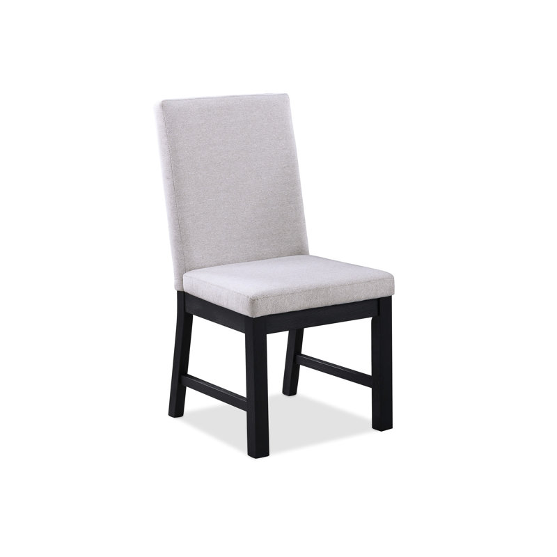 Chaises à dossier contemporaines de style transitionnel en tissu avec finition noire et coussin - Fabrication en bois pour salle à manger de style 2 pièces