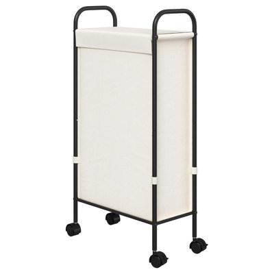 Slim Laundry Hamper With Lid, 50L Small Rolling Laundry Basket On Wheels, 7.9” Narrow Dirty Cloth Cart With Removable Inner Bag For Small Bathroom, Bedroom