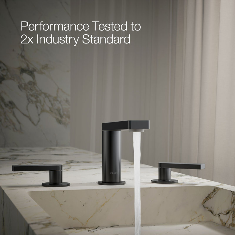 Composed Widespread Bathroom Faucet with Drain Assembly, Matte Black