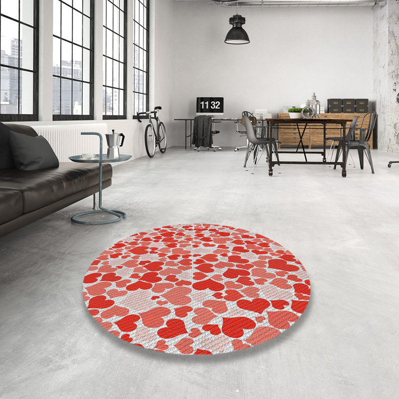 Tapis de zone rouge à motifs, Rond 7 pi