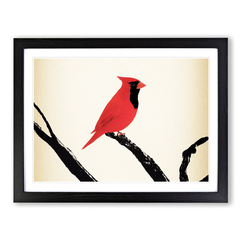 Cardinal Bird Vol.9 - Single Picture Frame Print, Black Framed, 25cm H x 34cm W x 2cm D