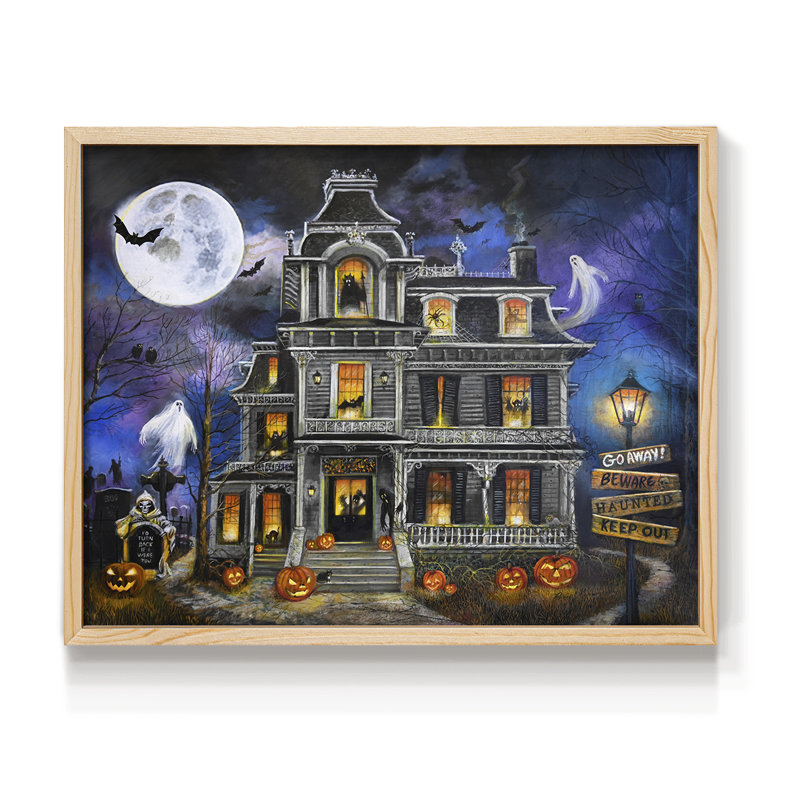Haunted Mansion Moonlight - Reproduction encadrée - Restickable, Naturel, H 11 po x l 14 po