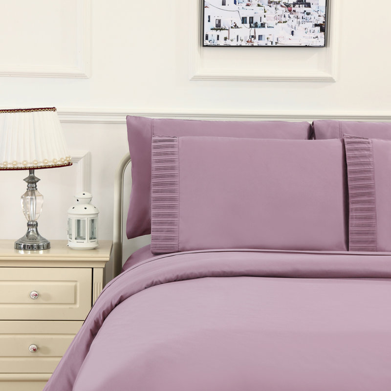 Ensemble de housse de couette 3 pièces avec 2 taies décoratives en rayonne de bambou Bamboo Living, Mauve