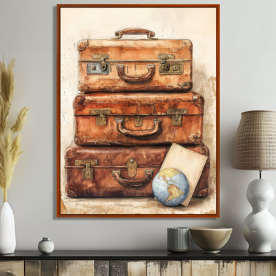 Vintage Travel Wall Art, Retro Luggage Canvas, Vintage Travel Suitcases