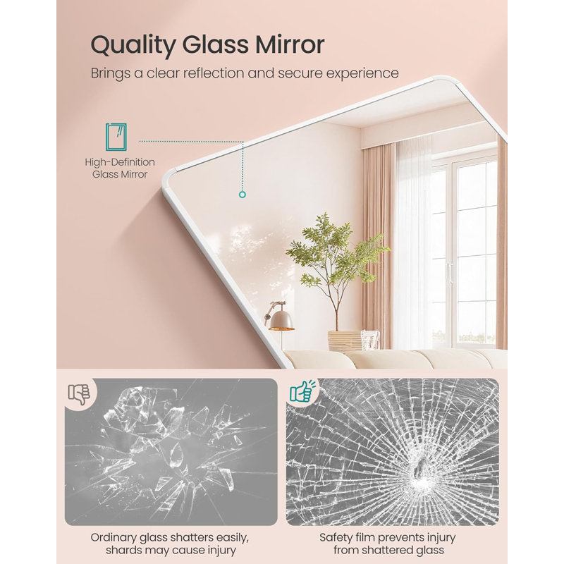 Glass Rectangle Mirror, White