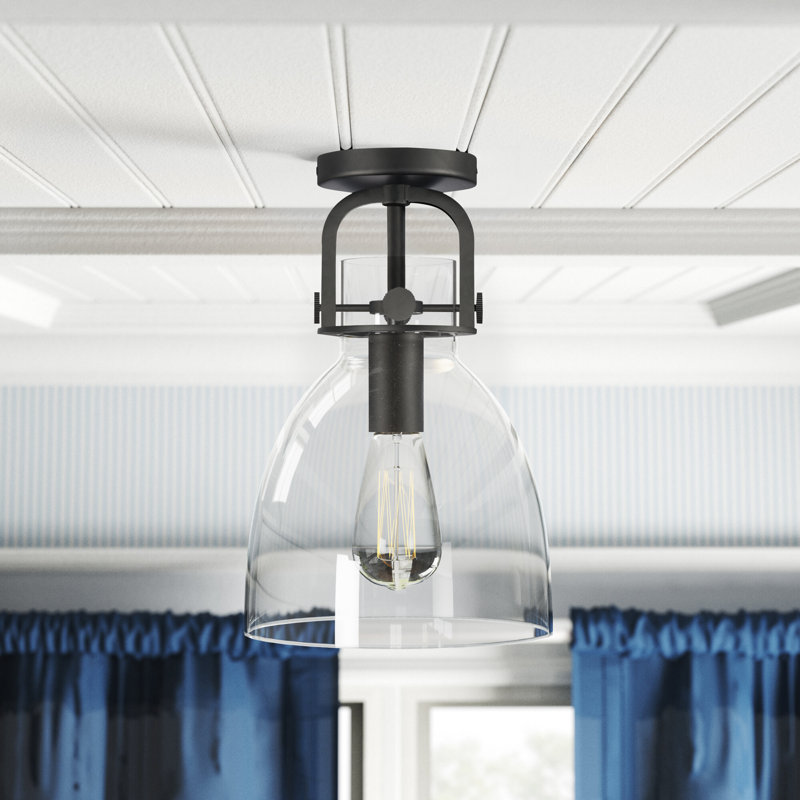 Borgen Glass Semi Flush Mount, Matte Black, Matte White, No Bulb Included