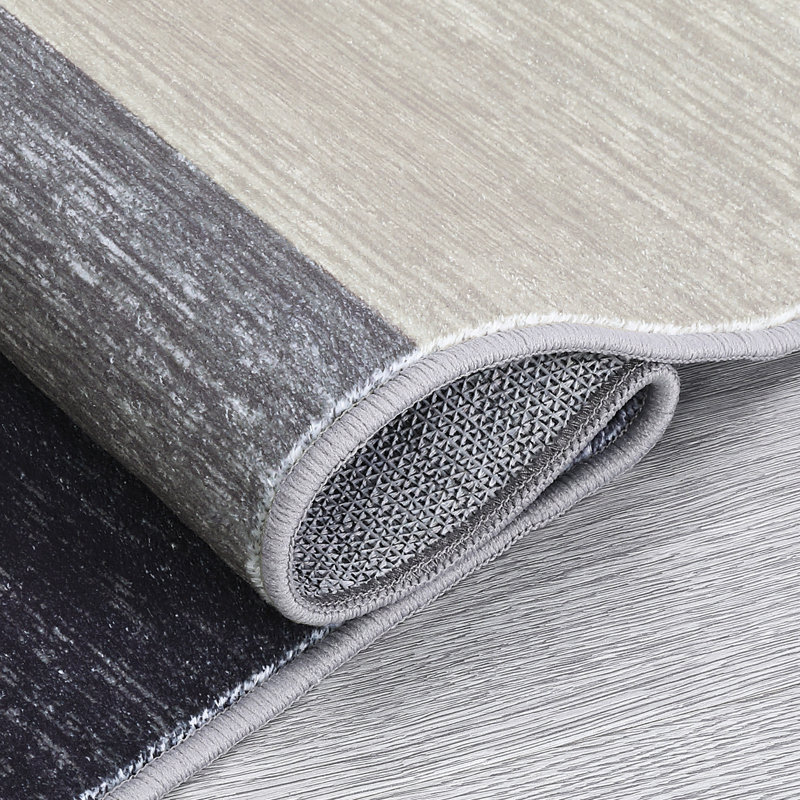 Tapis moderne lavable géométrique pour le salon et la chambre à coucher, Brun, Rectangle 9' x 12'