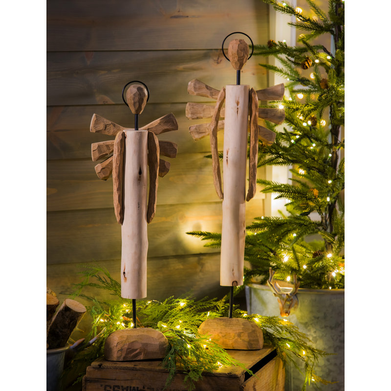 Ornement décoratif en bois et en métal rustique, H 27,55 po x l 8,25 po x P 3,55 po