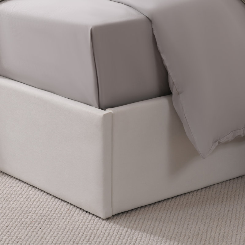 Gaillarde Hydraulic Lift Up Storage Upholstered Platform Bed, Queen, White