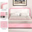 Bed Frame, Upholstered Platform Bed with Curved Headboard, Classic Colour-Block Design, Soft Rounded Corners, No Box Spring Required, Easy Assembly-1825748298-1825748294