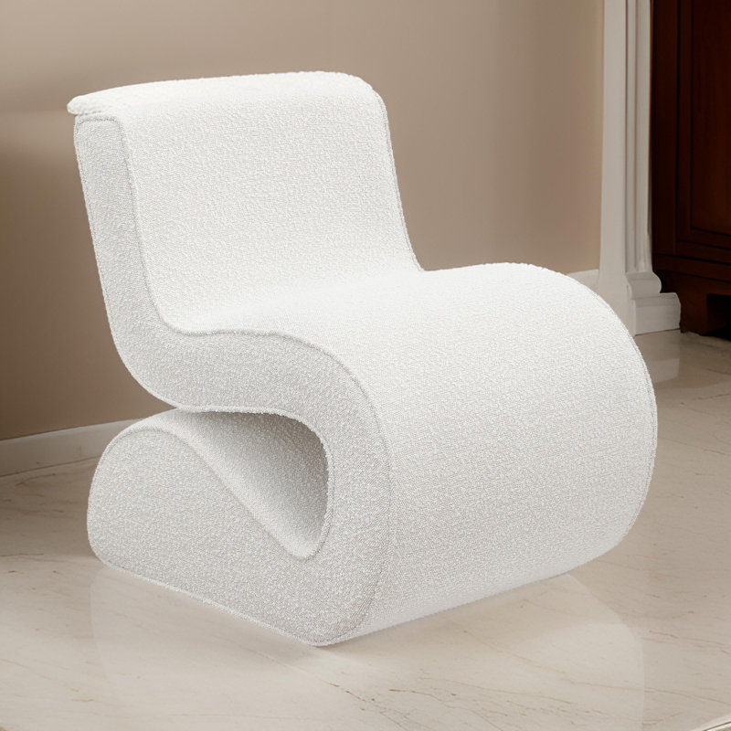 Cyndie Upholstered Accent Chair, Cream Boucle