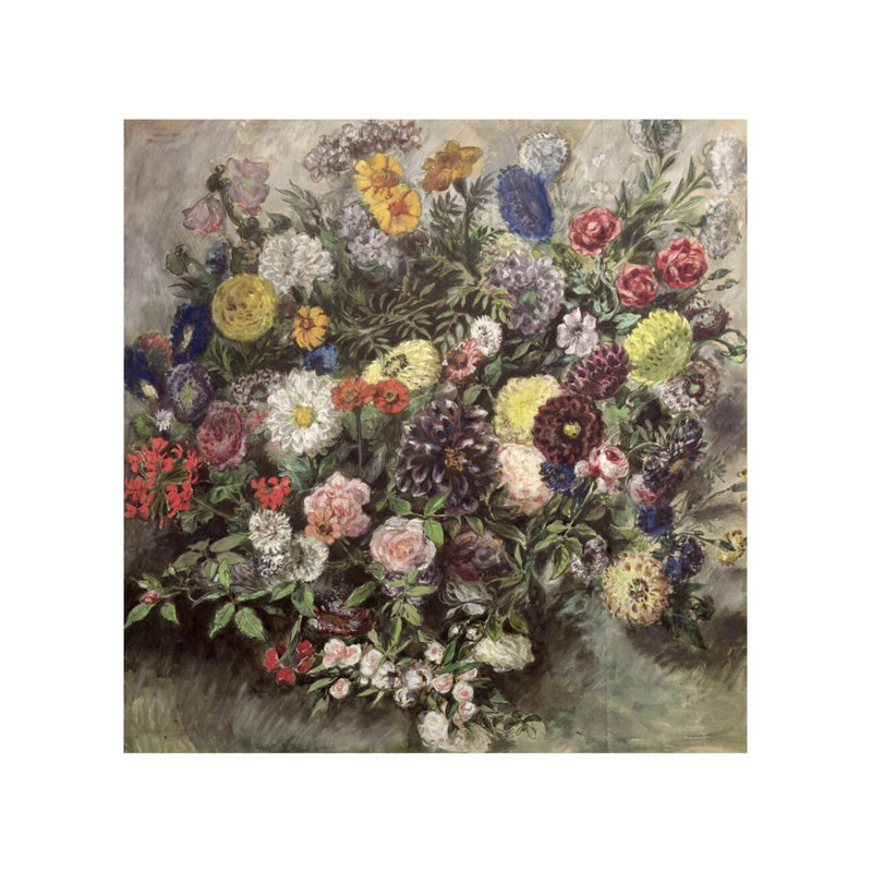 Bouquet de fleurs par Eugène Delacroix - Estampe numérique, H 28 po x l 22 po
