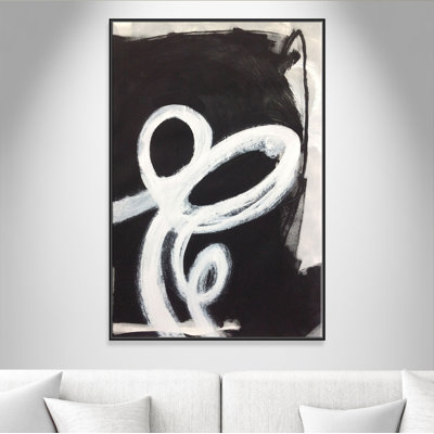 White Swirly Swirls 2 - Cadre flottant, reproduction d'art sur toile