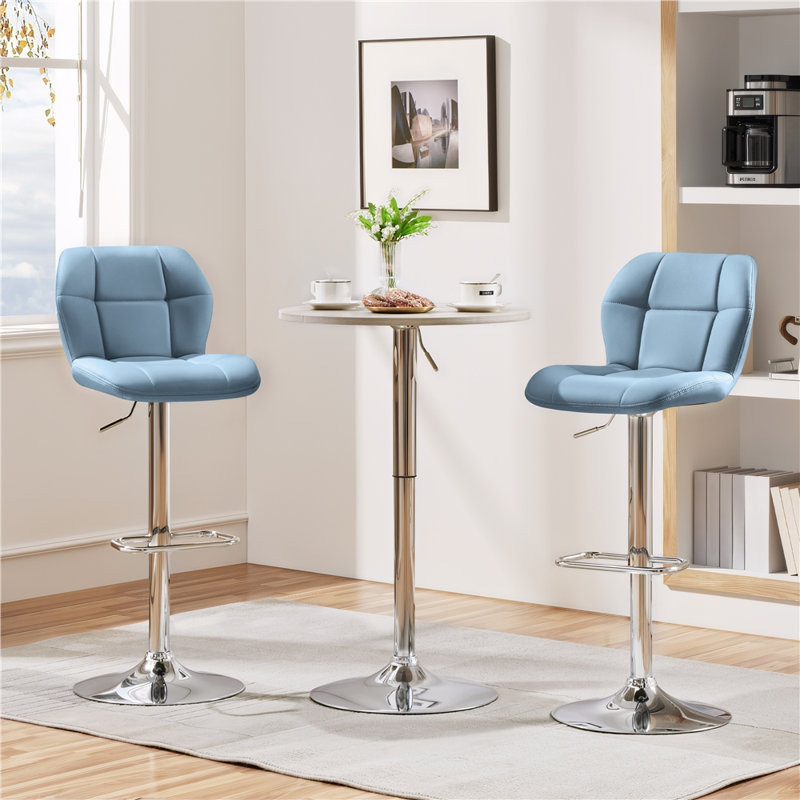 color Height Adjustable Swivel Bar Stools, Blue