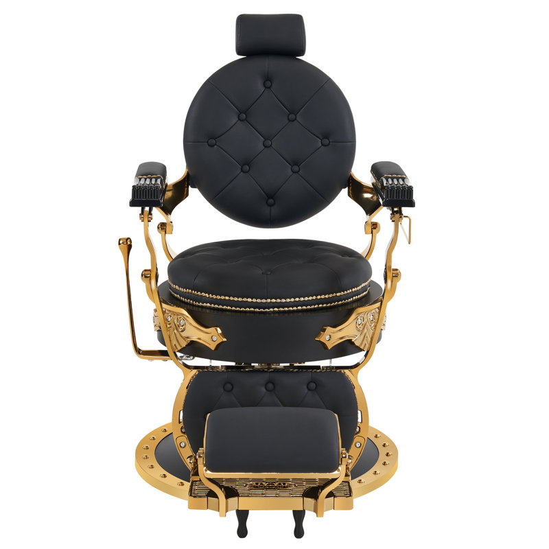 Keyra Heavy Duty Hydraulic Pump Reclining Barber Salon Chair, Gold