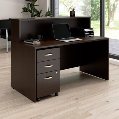 Bureau de réception en bois manufacturé avec classeur Arrive