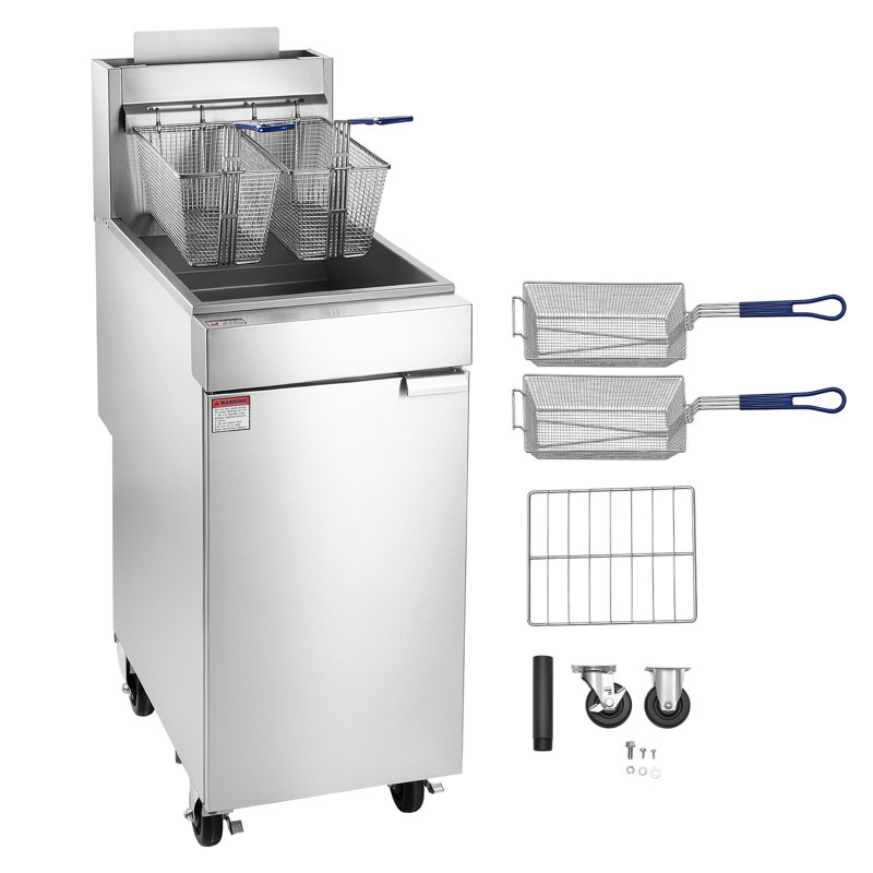 Friteuse commerciale au propane avec 2 paniers, brûleur à 3 tubes, conception en acier inoxydable, capacité de 18 kg pour usage en restaurant