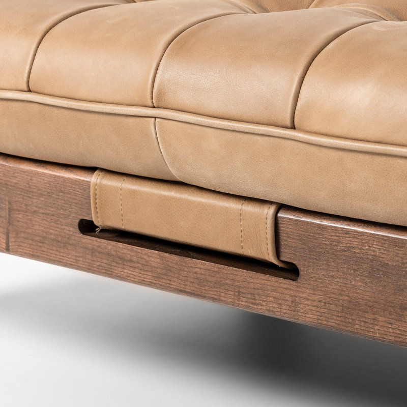 Repose-pieds en cuir véritable Ellinor, Cuir véritable Palermo Drift