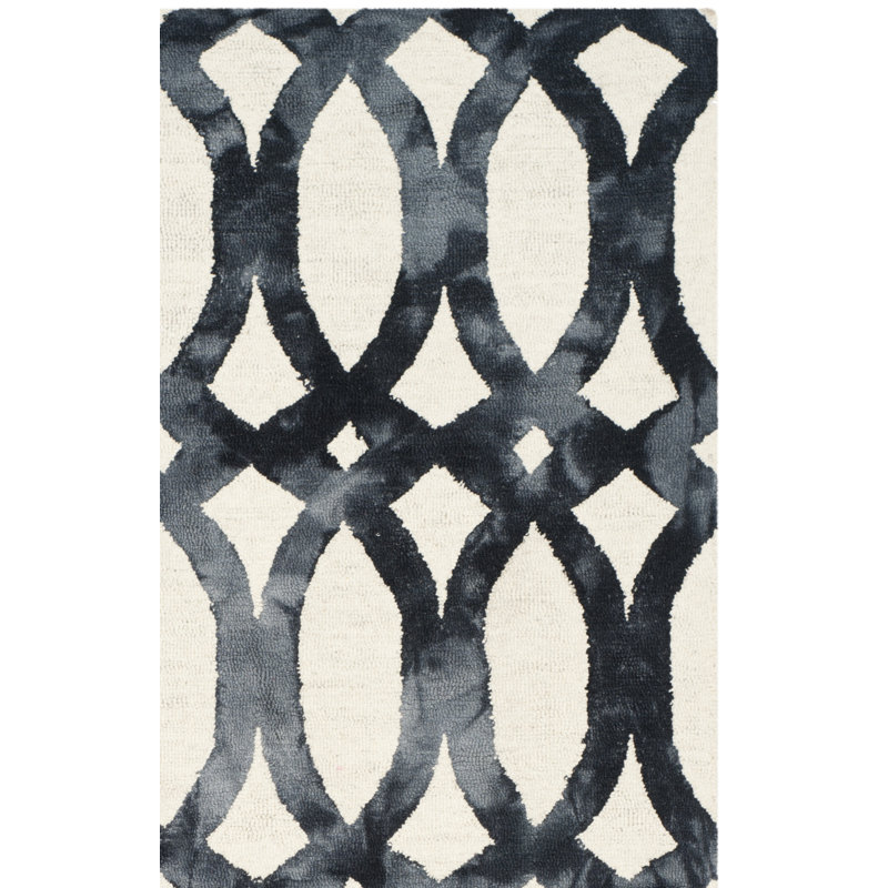 Tapis géométrique en laine / coton touffeté à la main Amekia, Rectangle 10 pi x 14 pi
