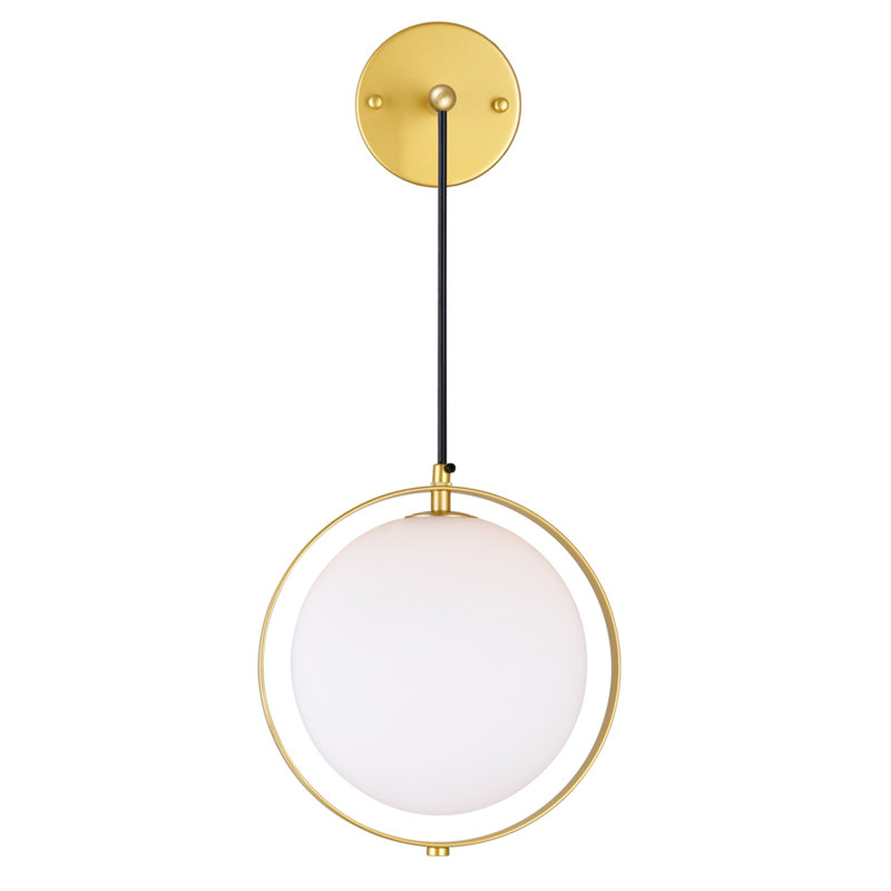 Applique murale 1 lumière avec finition en laiton pour salle de bain, couloir, porche - Compatible G9 DEL - globe en verre givré, design minimaliste moderne