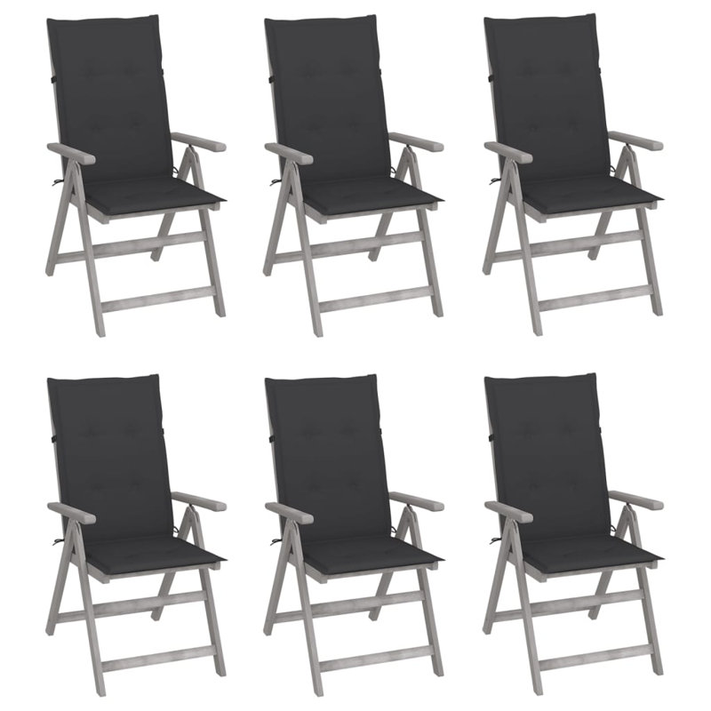 Chaise de patio en acacia avec coussin, Anthracite