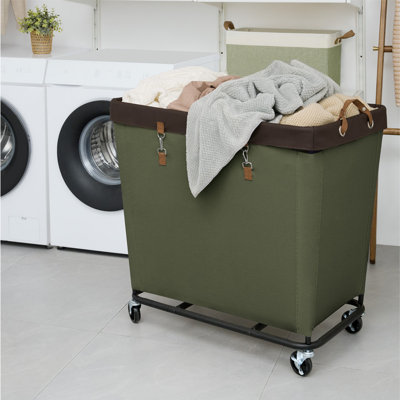 320L Laundry Basket With Wheels, Large Rolling Laundry Hamper With Handles, Metal Frame Laundry Cart For Laundry Room, Bedroom, Hotel, Closet, Dorm