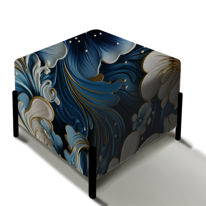 Nautical Allure Paisley Pattern - Paisley Square Ottoman