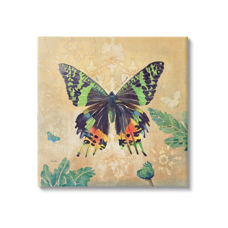 «Floral Butterfly Vintage», impression sur toile tendue, H 17 po x l 17 po x P 1,5 po