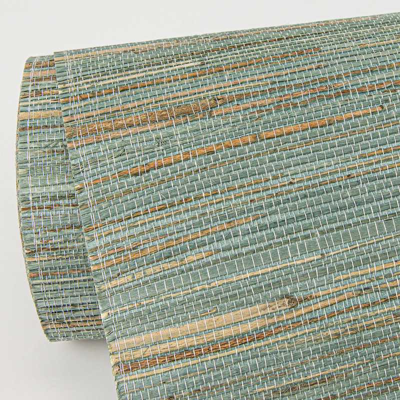 Loom Abstract Grass Cloth Wallpaper Roll, Turquoise, 20.5" W x 33' L