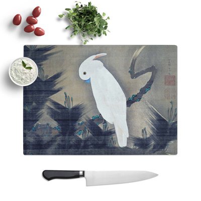 Tempered Glass White Cockatoo on a Pine Branch by Ito Jakuchu Chopping Board