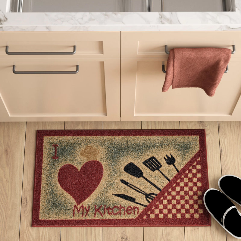 Rishel Synthetic Water Resistant Non-Skid Kitchen Mat, 1'6" x 2'7"