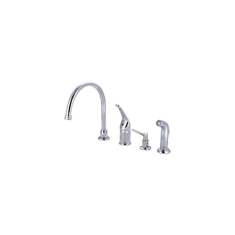 Single Handle Kitchen Faucet with Side Spray, Polished Chrome