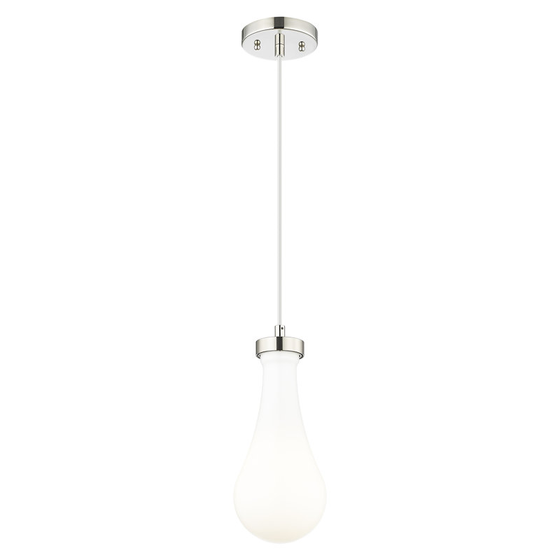 Luminaire suspendu à 1 lumière Owego, Nickel poli, Blanc brillant, H 12,13 po x l 5,13 po x P 5,13 po