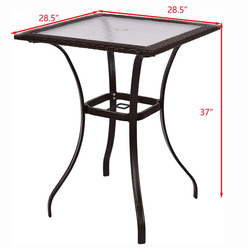 Carly Square Tempered Glass Outdoor Dining Table