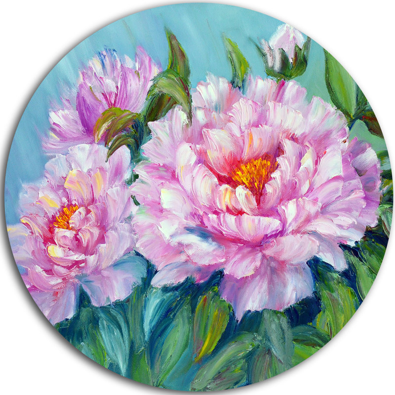 « rose pivoines », reproduction d’art sur métal, H 23 po x l 23 po x P 1 po