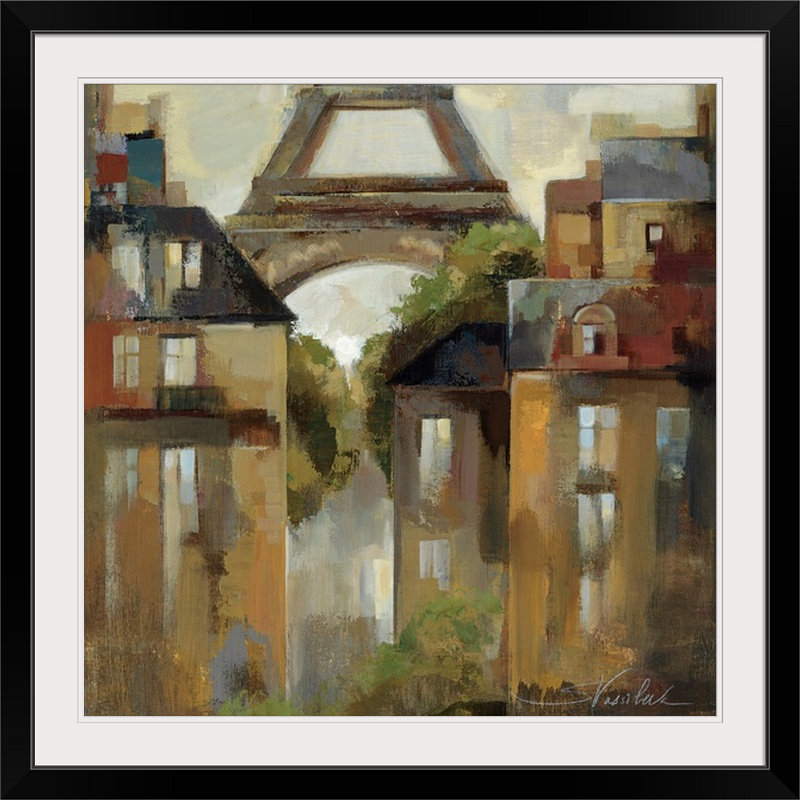 «Paris Late Summer I» par Silvia Vassileva, reproduction d'art, H 20 po x l 20 po x p 1 po, Cadre noir
