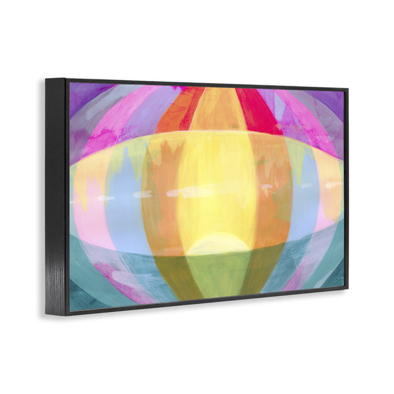 Giclée arrondie au néon arrondi, design par Grace Popp, H 12 po x l 18 po, Giclée encadrée noir minuit