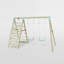 Mercia Wooden Round Pole Double Swing With Climbing Wall