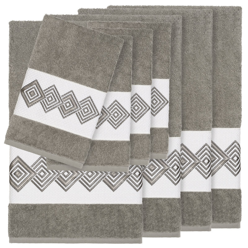 Noah 8 Piece Turkish Cotton Towel Set, Dark Gray