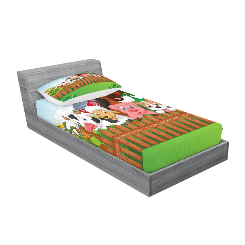 Multicolore drap-housse et coussin décoratif Ambesonne, Ensemble de draps pour lit simple + 3 pièces supp