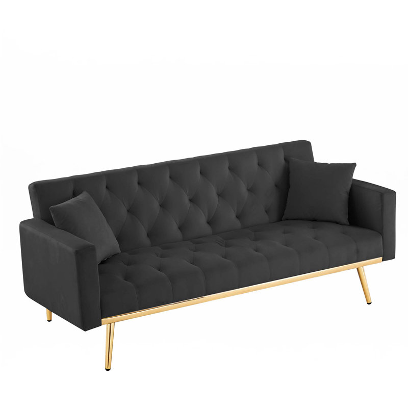 Convertible Folding Futon Sofa Bed, Black